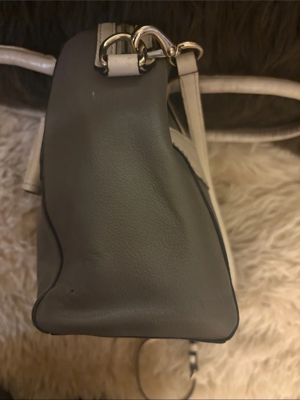 Kate Spade Alice Court Kaiya satchel in Cliff Gray and Off White